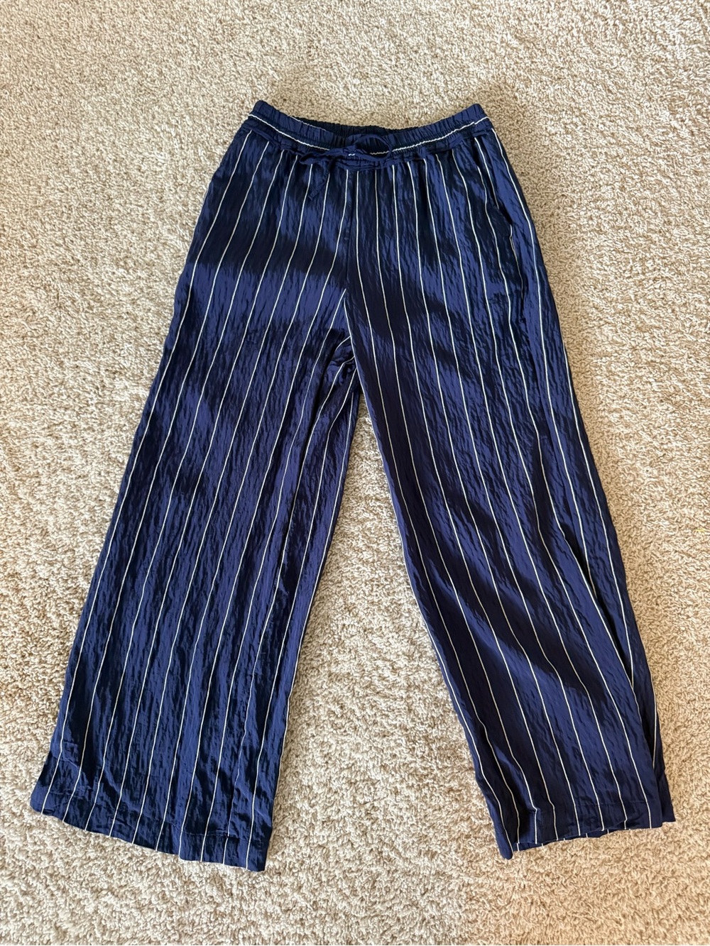 Anthropologie Maeve Navy Striped Elastic Waist Pants